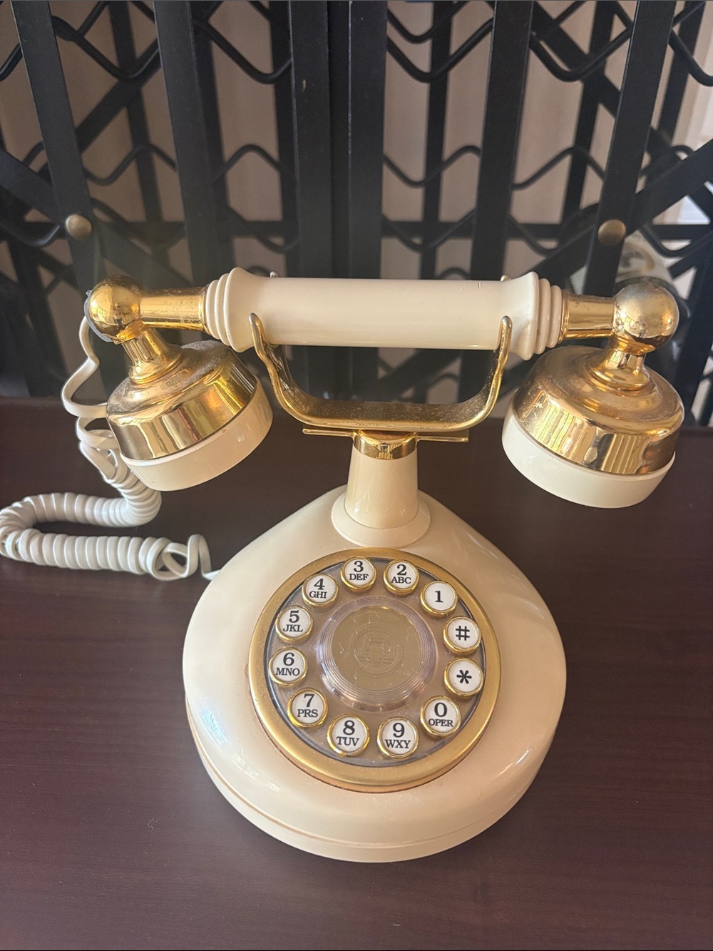 Vintage-style Cream and Gold push bottom telephone